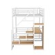 preview thumbnail 10 of 12, Full Size Metal Loft Bed with Desk,Storage Staircase and Wardrobe,Modern Style