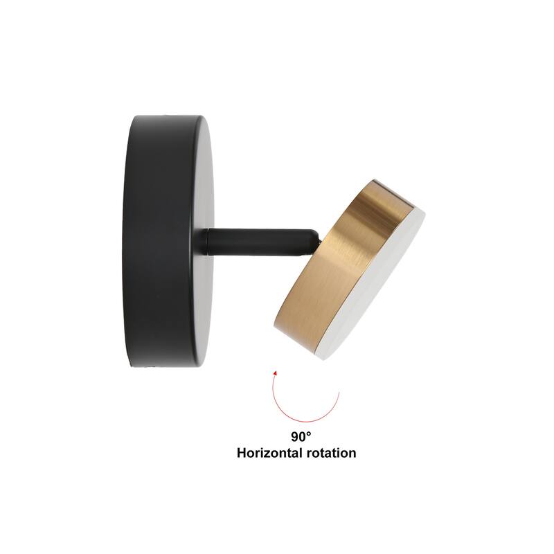 Modern Minimalist 1-Light Black Gold LED Wall Sconces Mini Flush Mount Ceiling Lights - 4.7" L x 5.5" W x 4.7" H
