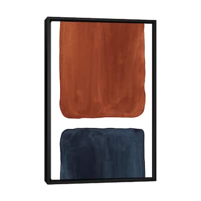 iCanvas "Navy Blue And Terracotta Geometric Watercolor" by Whales Way Framed Canvas Print