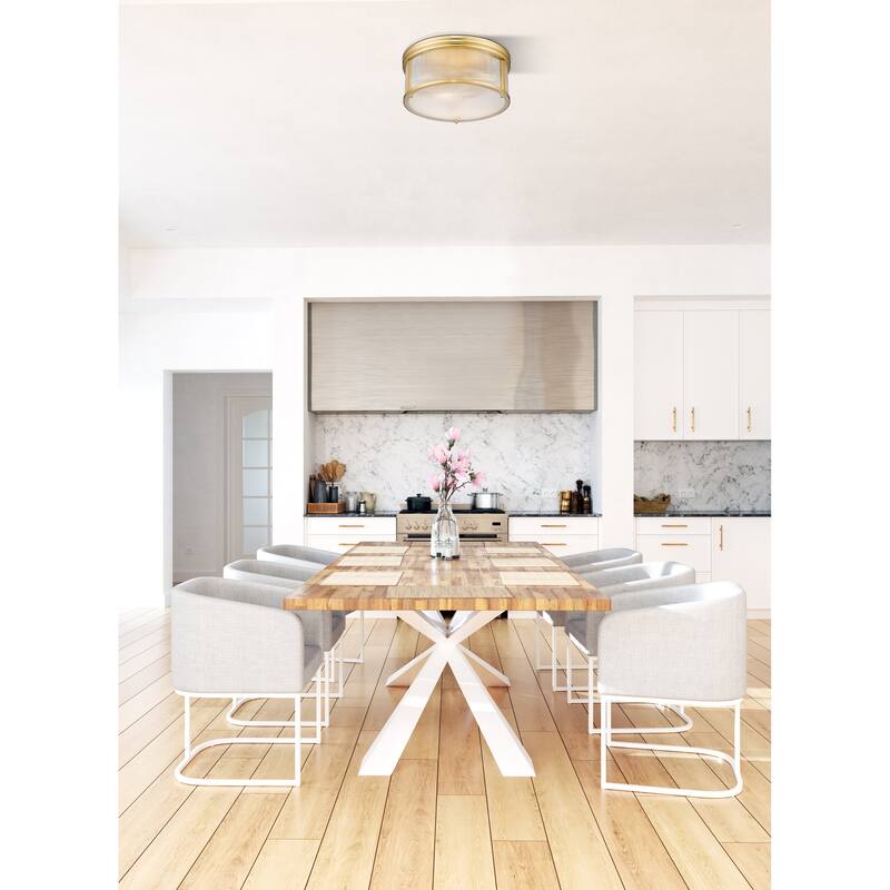 Carnaby by Z-Lite 4 Light Flush Mount in Modern Gold with Clear Ribbed Glass Shade - Modern Gold