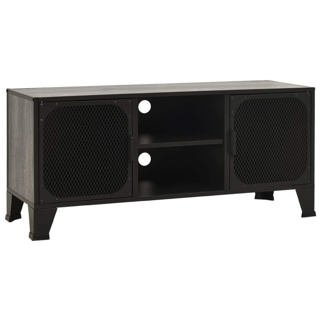Andy 41 Inch TV Stand Media Cabinet, 2 Doors, 1 Shelf, Gray and Black