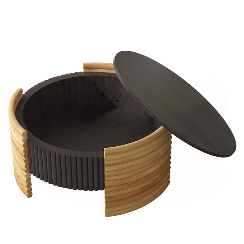 31.50" Modern Colorblocked Striped Coffee Table with Flip Top Storage Coffee Table