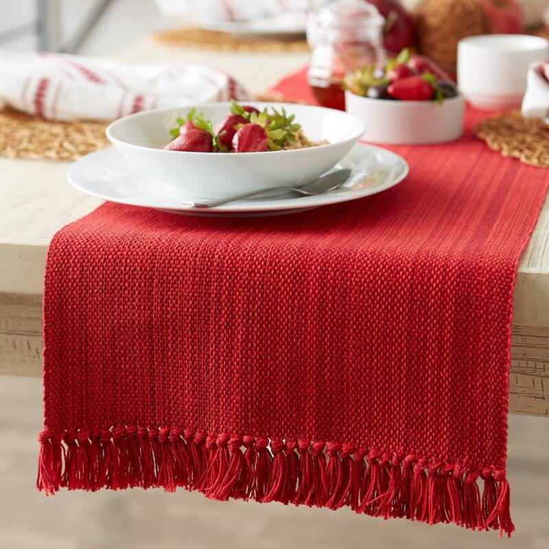 DII Variegated Taupe Fringe Table Runner 13x72