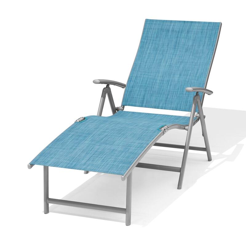 VredHom Outdoor Aluminum Portable Folding Chaise Lounge Chair - 70" L x 20" W x 14" H