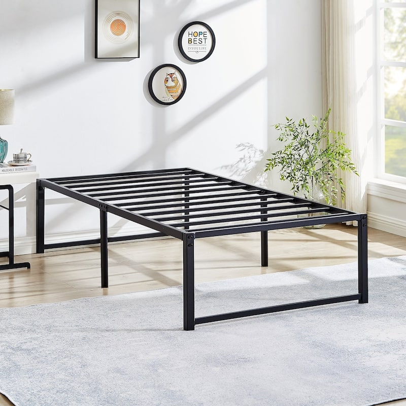 VECELO 14/16/18 inch Metal Platform Bed Frames Steel Slat,Mattress Foundation with Steel Slat Support/No Box Spring Needed - 18''H - Twin