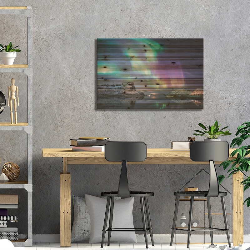 Northern Lights in Bergsbotn, Senja Print On Wood by Steffen Fossbakk - Multi-Color