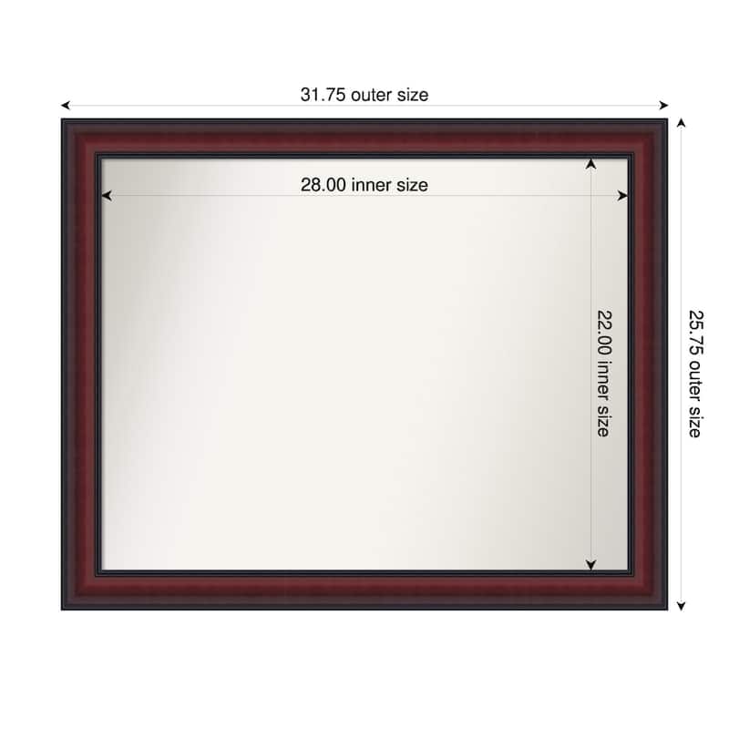 Dalat Non-Beveled Framed Wall Mirror - 32 x 26 in - Dalat Cherry