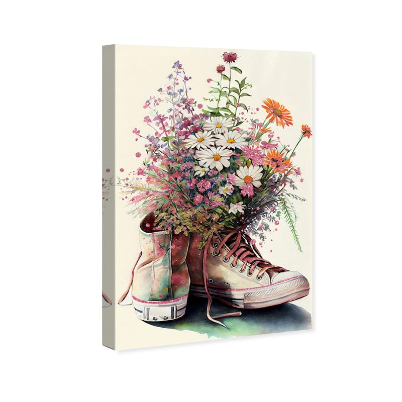 Wynwood Studio Canvas Floral and Botanical Her Favorite Floral Pair White and Dark Yellow Traditional Wall Art Canvas Print