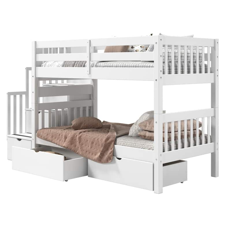 Taylor & Olive Trillium Twin over Twin Stairway Bunk Bed, 2 Drawers