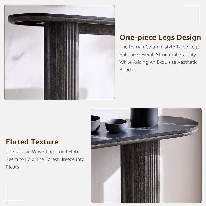 63" Modern sofa, Entryway Table, Sofa Table with Fluted Bases