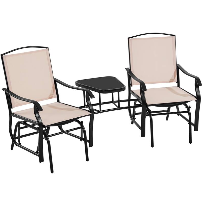 Yaheetech 2-Person Patio Glider with Table Swing Glider Chair