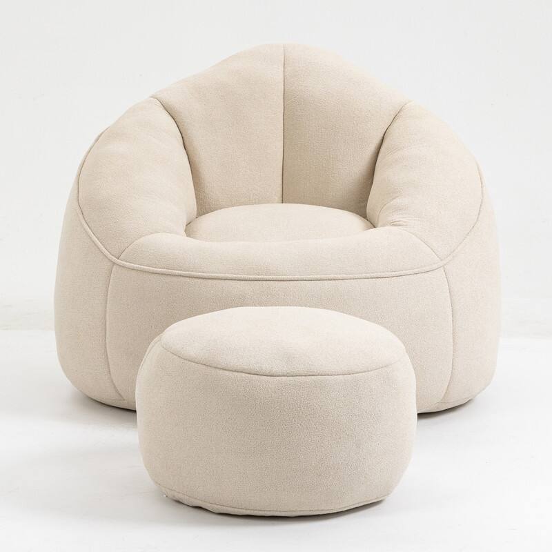 Compressed Foam Bean Bag Chair with Footrest - Plush Lounger for Modern Living Spaces