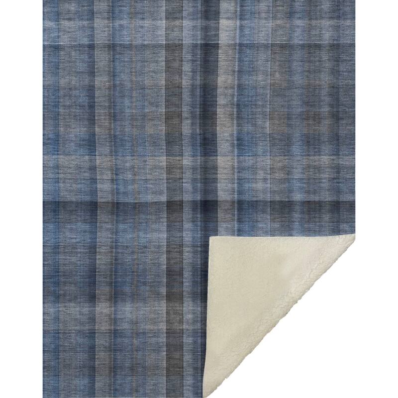 Premium Machine Washable Modern Plaid Sherpa Throw Blanket