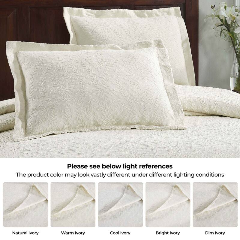 Superior Aspen Jacquard Floral Scalloped Edges Cotton Blend Bedspread Set