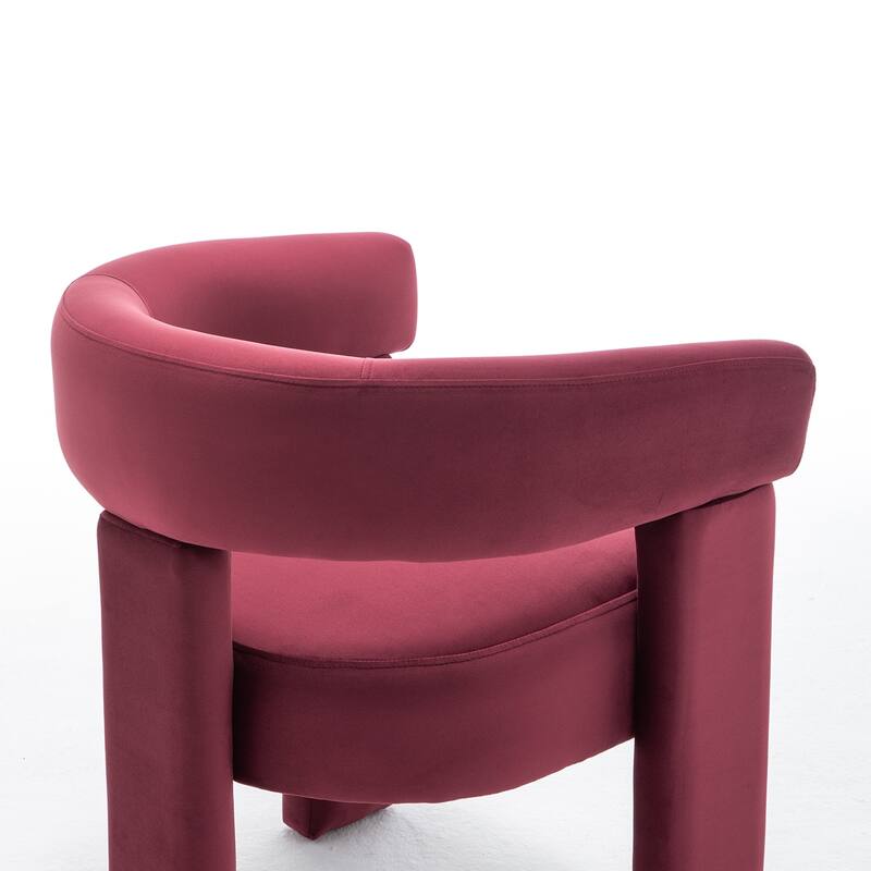 SEYNAR Modern Velvet Accent Chair Set of 2, Upholstered Barrel Armchair with Curved Back and Thickened Padded Seat