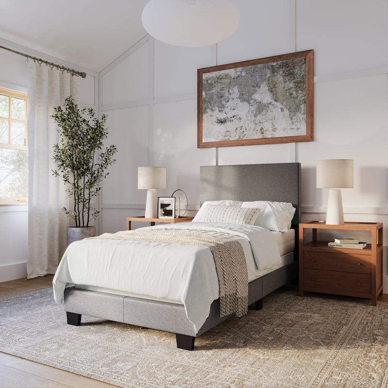 Celeste Modern Upholstered Bed, Box Spring Required - Grey - Twin