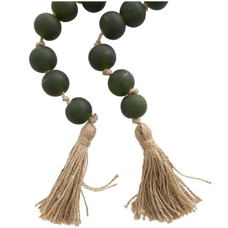 Glass Handmade Round Beaded Garland with Tassel with Knotted Brown Jute - Roche River Decor