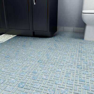 Merola Tile University Blue 11.75" x 11.75" Porcelain Mosaic Tile