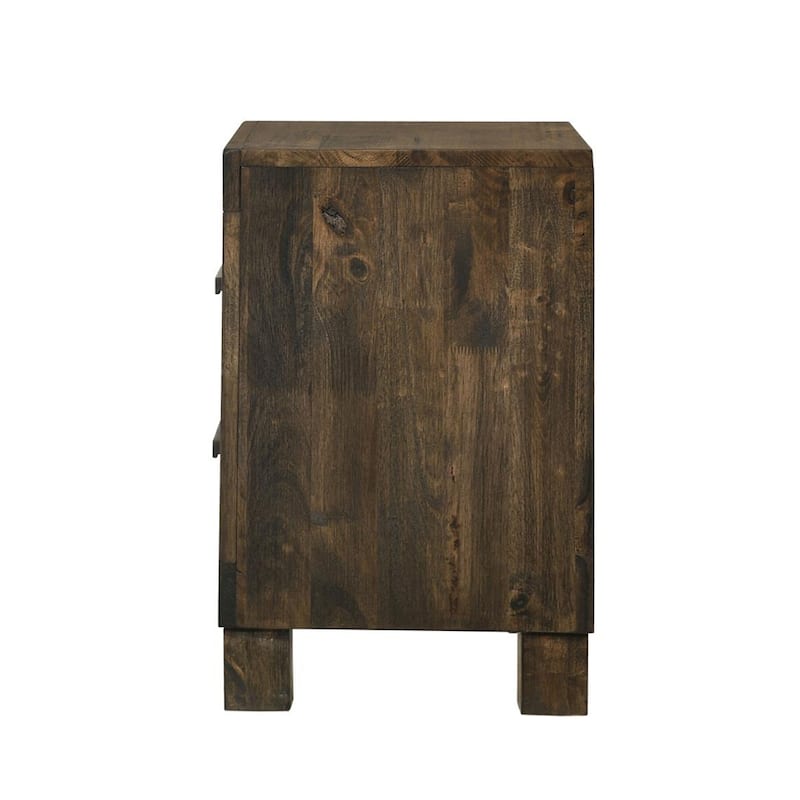 2 Drawers Wooden Nightstand in Golden Brown