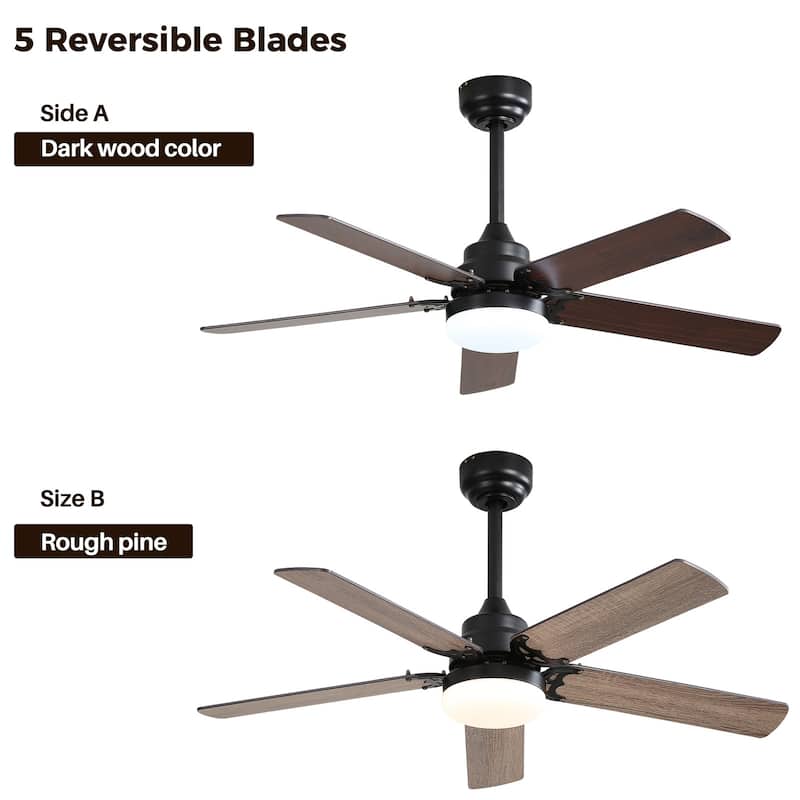 42 Inch Ceiling Fan With 3 Color Dimmable Light 5 Blades Remote Control Reversible DC Motor