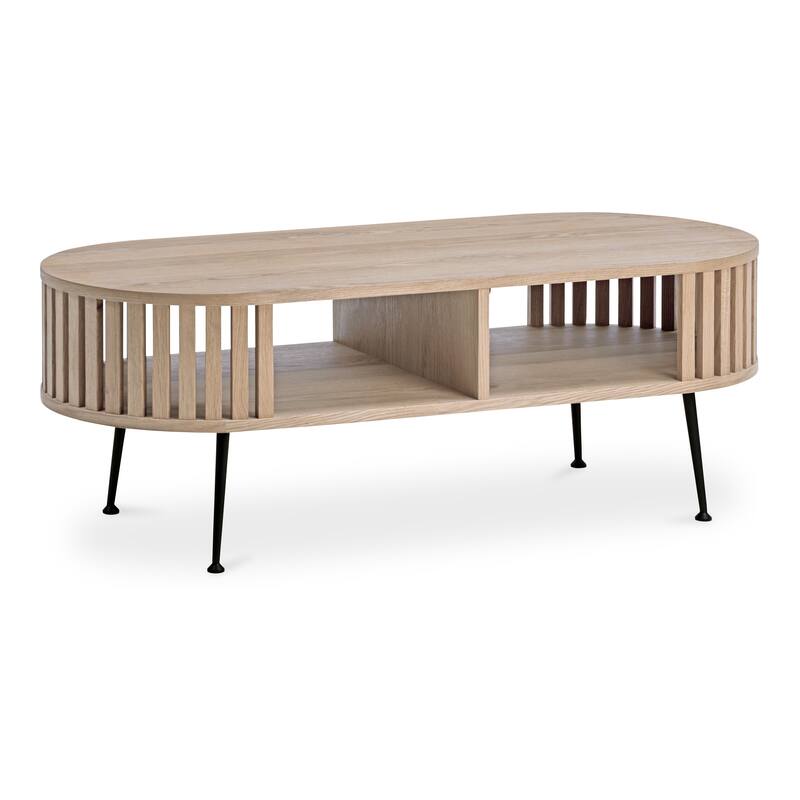 NADAAL STUDIOS Jules, Coffee Table Oval Solid Oak with Steel Legs, Natural