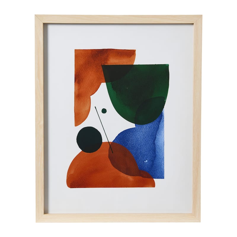 Abstract Geometric Print with Solid Wood Frame and Glass Cover