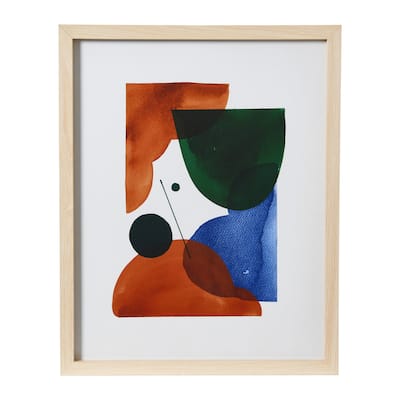 Abstract Geometric Print with Solid Wood Frame and Glass Cover