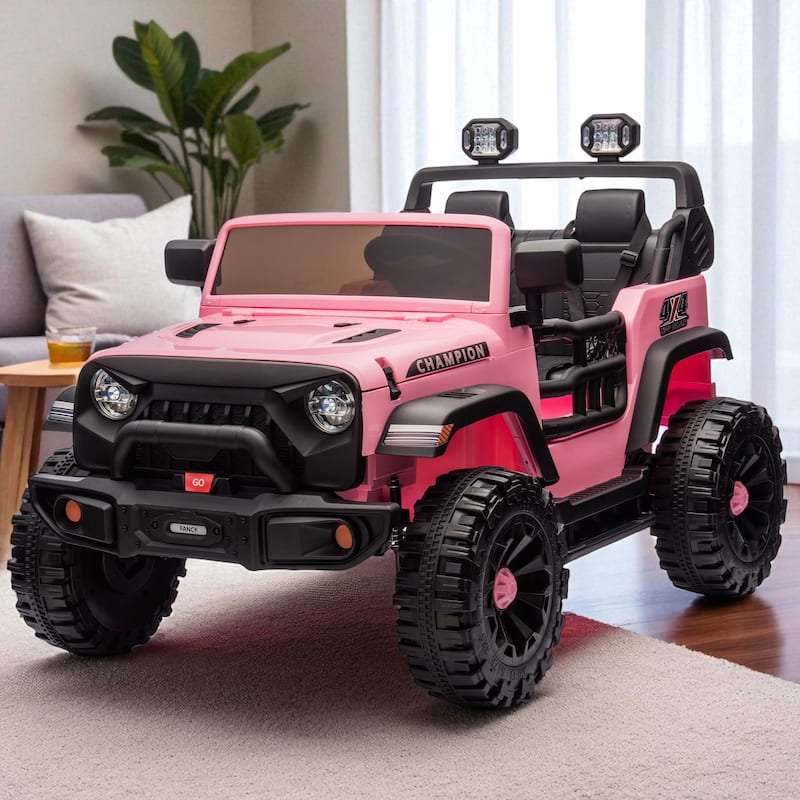 24V 2-Seater Kids Electric Car with 400W Motor, Remote Control, 4-Wheel Suspension, Bluetooth Music, USB/MP3 & LED Searchlights - Pink