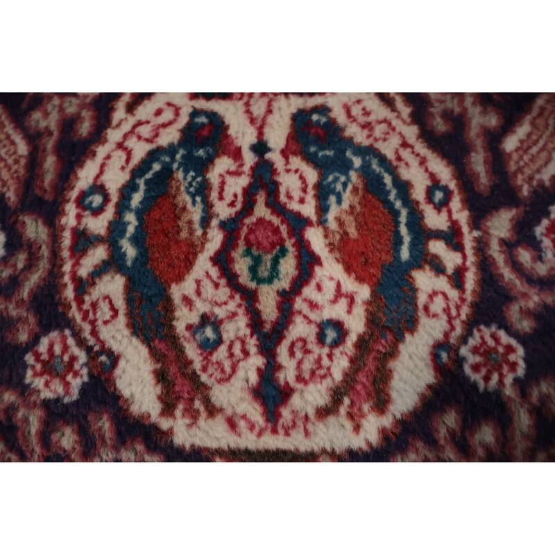 Hand Knotted Oriental 100% Wool Carpet Traditional Floral Navy Blue & Blues Kashmar Area Rug - 12' 10'' X 9' 4''