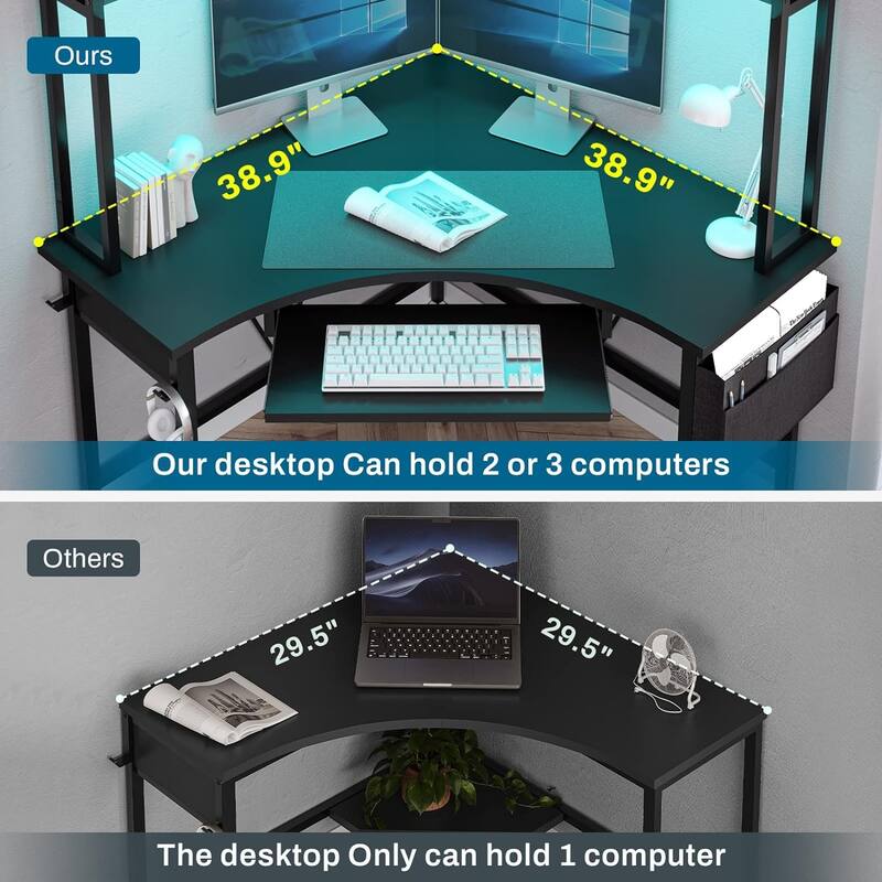 Triangle Corner Desk Small Computer Desk Storage Shelves