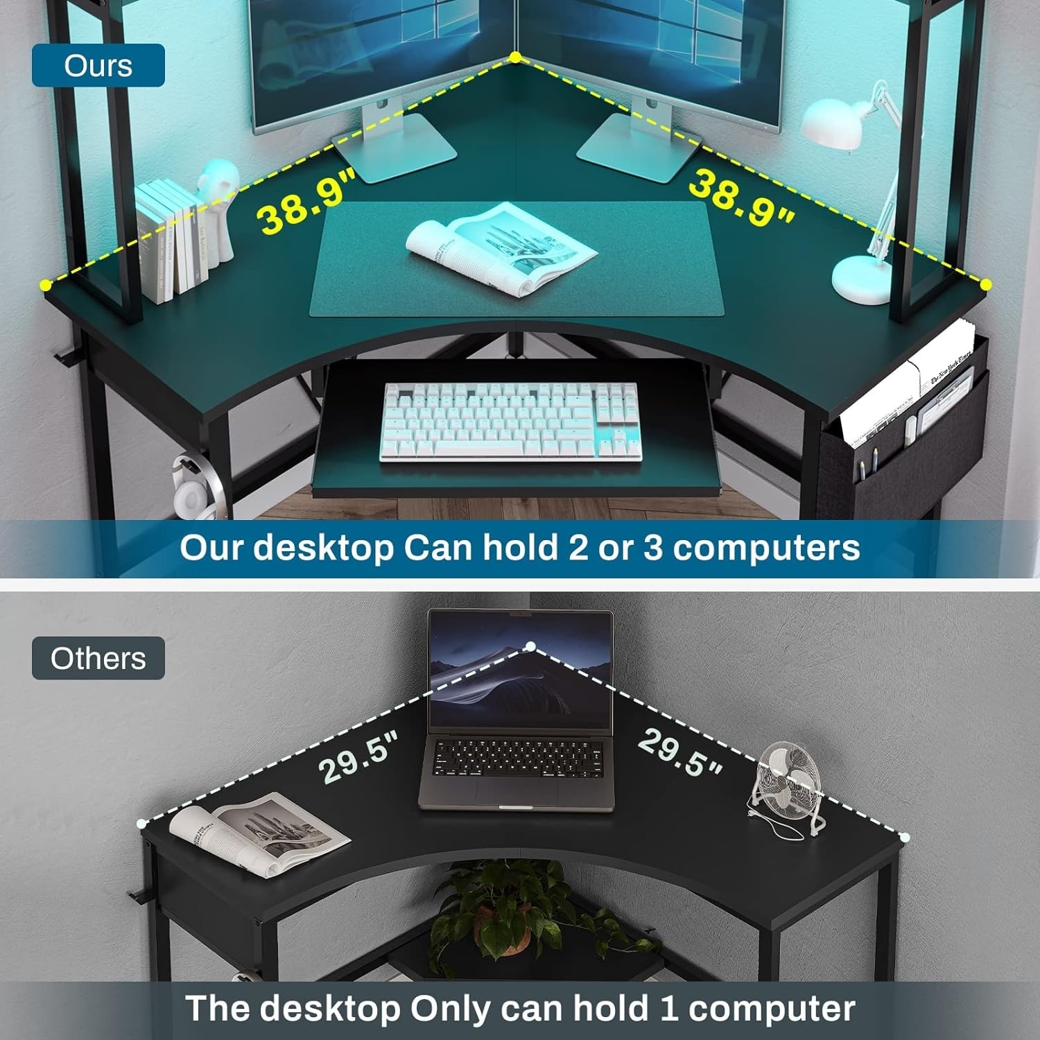 Small gaming desk top with led lights