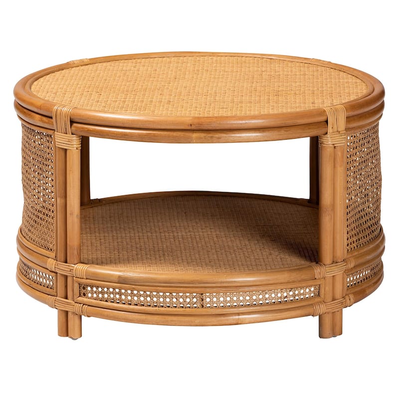 bali & pari Louis Modern Bohemian Natural Brown Rattan Coffee Table