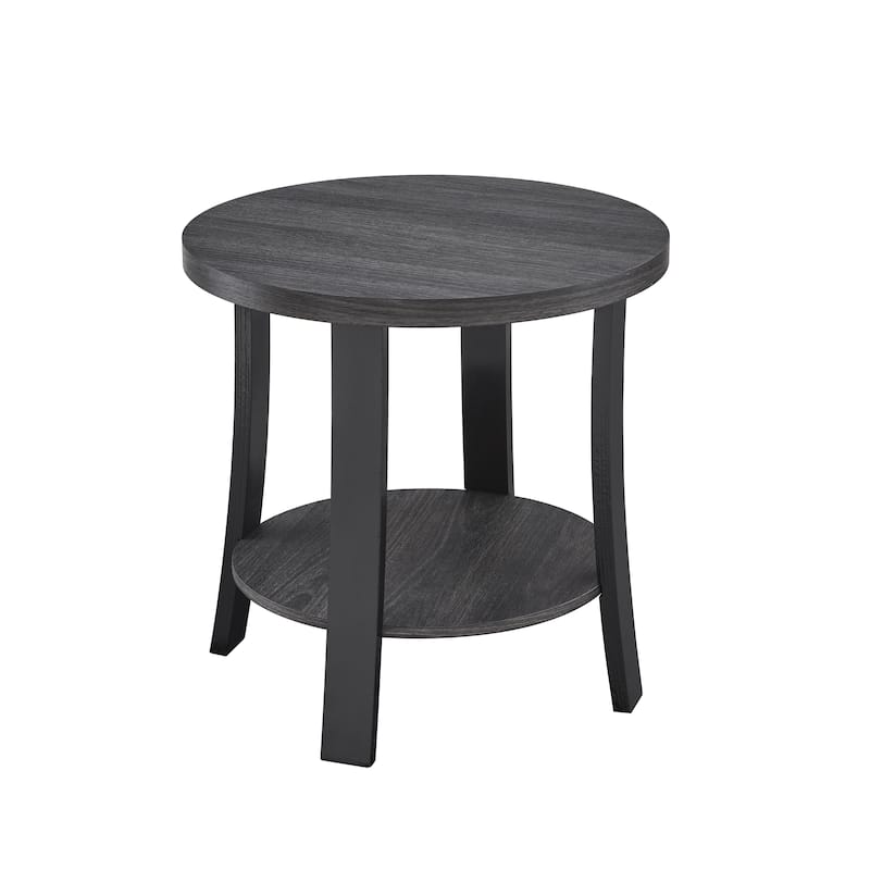 Contemporary Round Wood Shelf End Table for Bedroom or Living Room