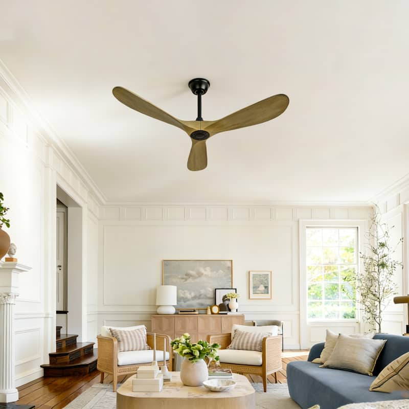 Sofucor 52/60/72 Inch Large Solid Wood Ceiling Fan without Light,With Wall Switch and Remote,for Patio,Living Room,Bedroom,Porch