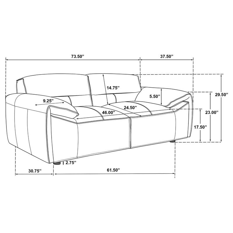 Buxton Top Grain Leather Upholstered Loveseat - 73.5" x 37.5" x 29.5"