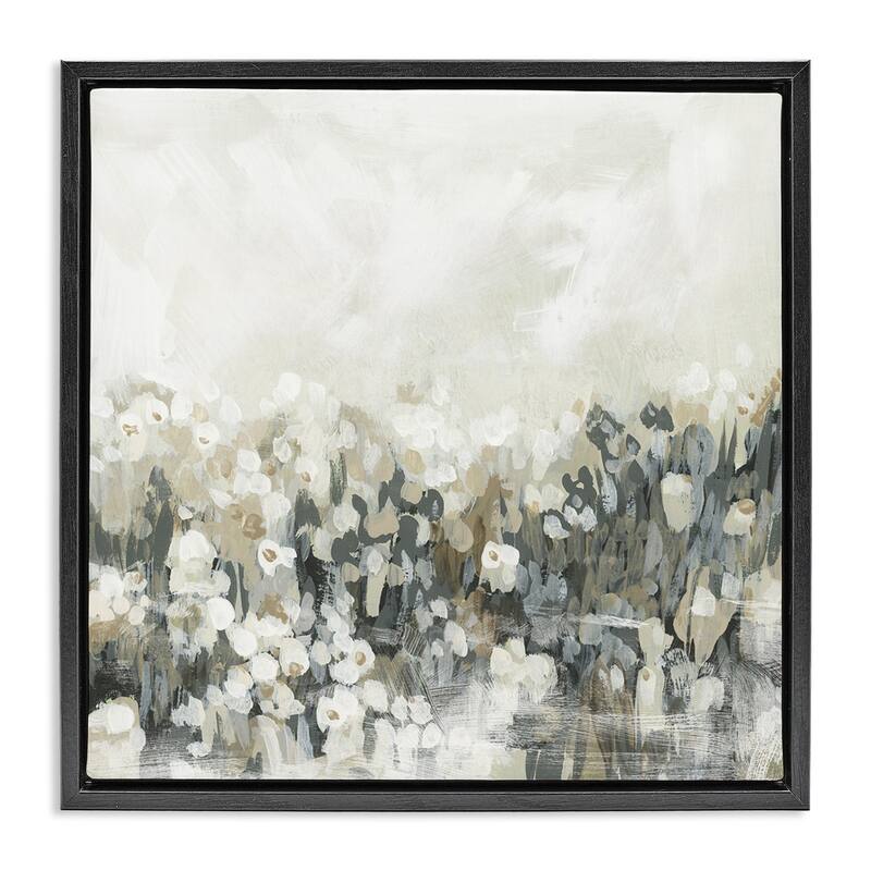 Stupell Grey Speckled Flowers Framed Floater Canvas Wall Art Design By June Erica Vess - 18 x 18 - Black