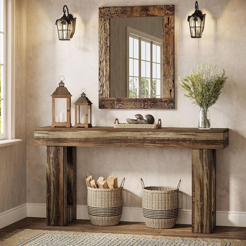 63" Wooden Console Table, Rectangular Sofa Table for Behind Couch, Entryway, HallwayLiving Room