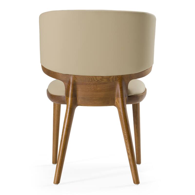 Modrest Stanley Contemporary Beige Leatherette and Walnut Dining Chair (Set of 2)