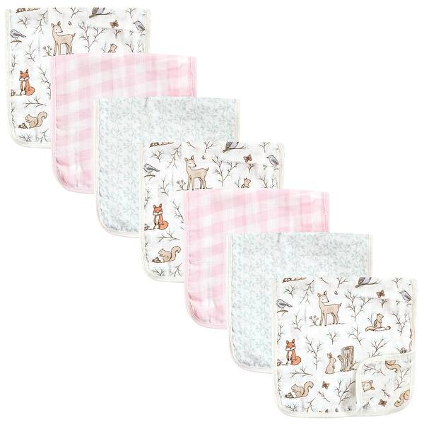 slide 1 of 1, Hudson Baby Infant Girl Muslin Burp Cloth 7pk, Enchanted Forest, One Size - Enchanted Forest - One Size One Size - Enchanted Forest