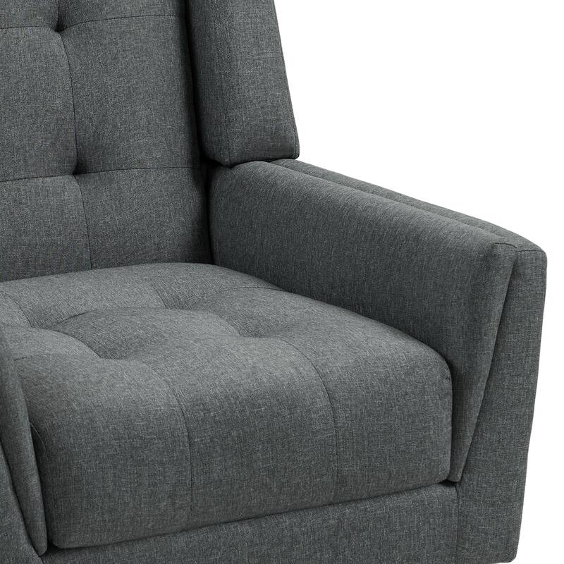 2 Set Mid Century Modern Linen Accent Armchair with Wooden Legs