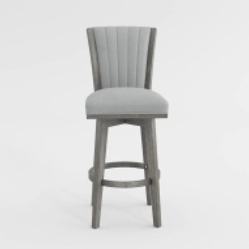 Core Set of 2 Swivel Counter Stool Chairs, Gray, Channel Tufted Velvet