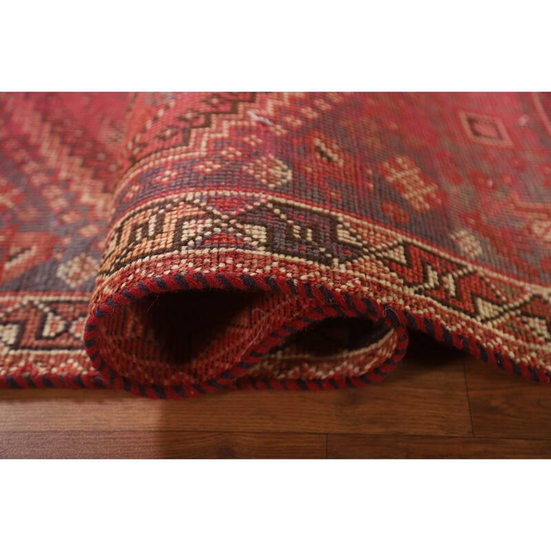 Tribal Qashqai Persian Antique Area Rug Hand-knotted Wool Carpet - 3'4"x 4'10"