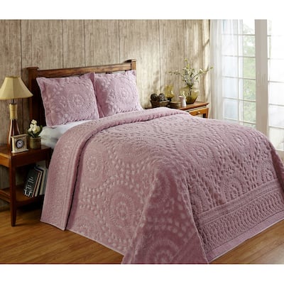 Better Trends Chenille Bedspread Set 100% Cotton Lightweight Soft Floral Bedding Design Tufted Coverlet Washable Rio Collection