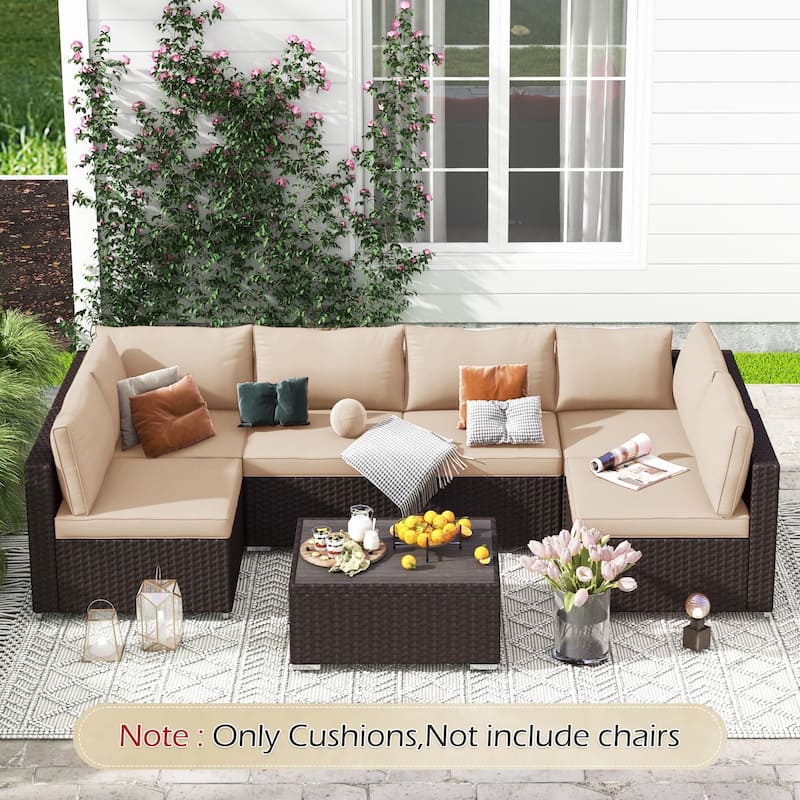 Outdoor Replacement Cushions for Patio Furniture, Waterproof & Non-Slip 4" Sofa Cushions, 6-Seat Conversation Sets, UV-Resistant