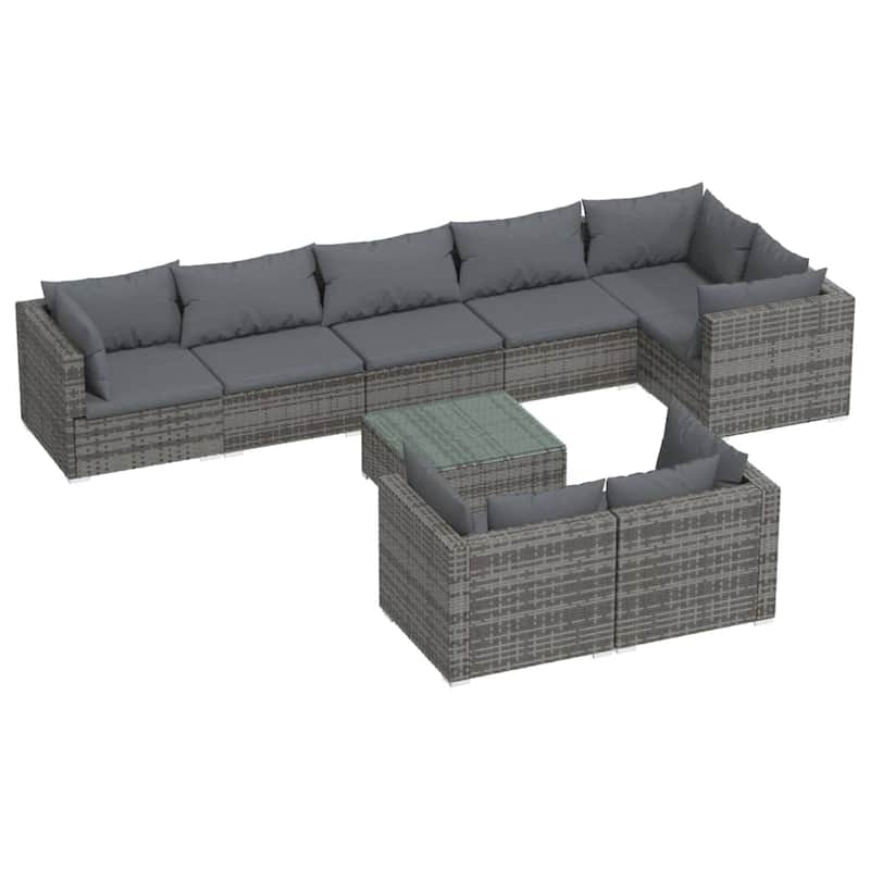 vidaXL Patio Lounge Set Outdoor Sectional Sofa Set Table Garden Poly Rattan - 27.6" x 27.6" x 23.8"