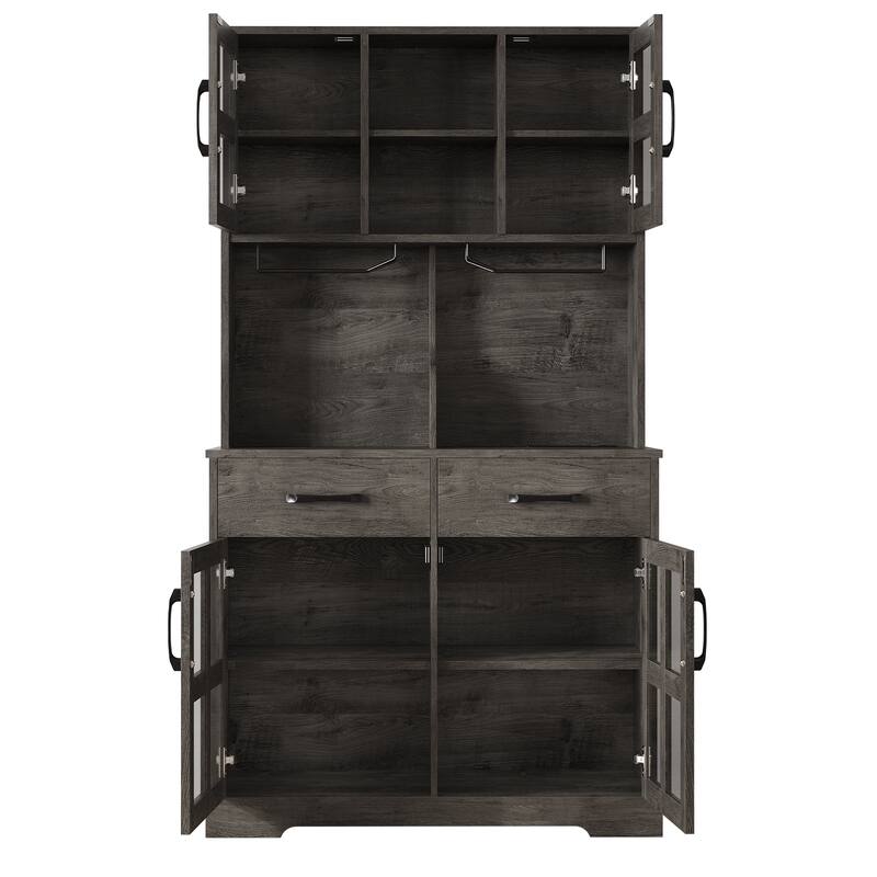 Meyreso 71" Kitchen Pantry Hutch Cabinet with 2 Drawers