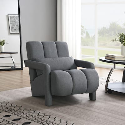 Modern Upholstered accent chair, Comfortable Linen Fabric with a pillow