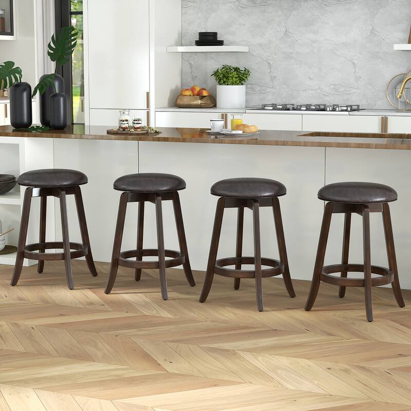 Gymax 24'' Counter Height Stools Set of 2 w/ Swivel Round Seat &