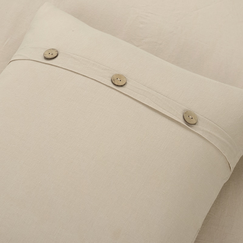 Lush Decor Belgian Flax Prewashed Linen Rich Cotton Blend Duvet Cover 3 Piece Set