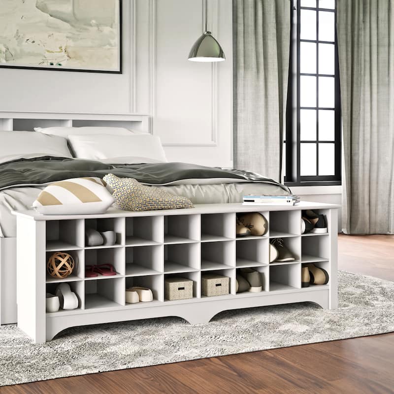 Prepac 24 pair Shoe Storage Cubby Bench, Multiple Finishes